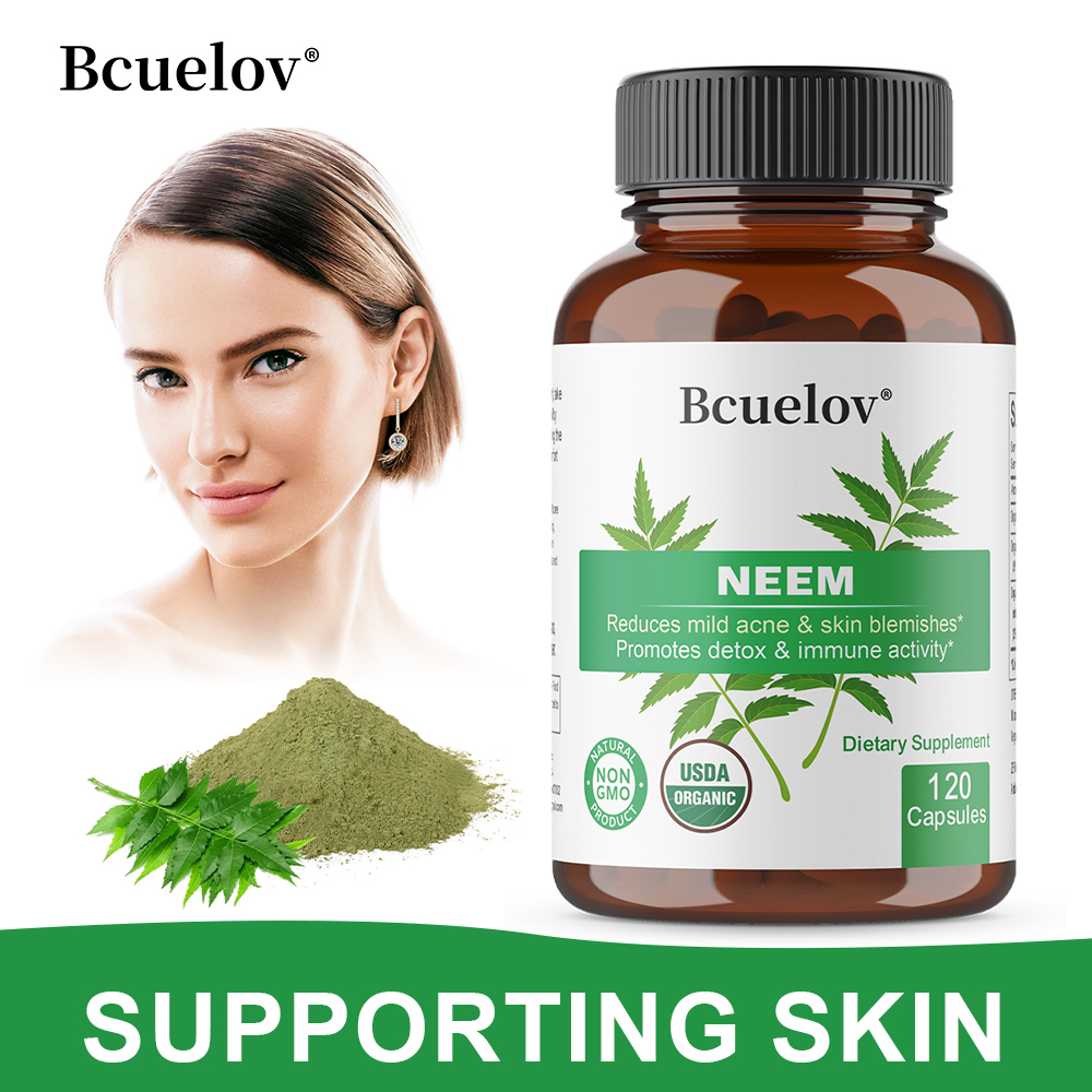 Herbal Wellness For You - オーガニックニーム葉カプセル、ハーブ抗酸化サプリメント、透明感のある肌、免疫、消化、肝臓のための毎日のデトックス健康サポート