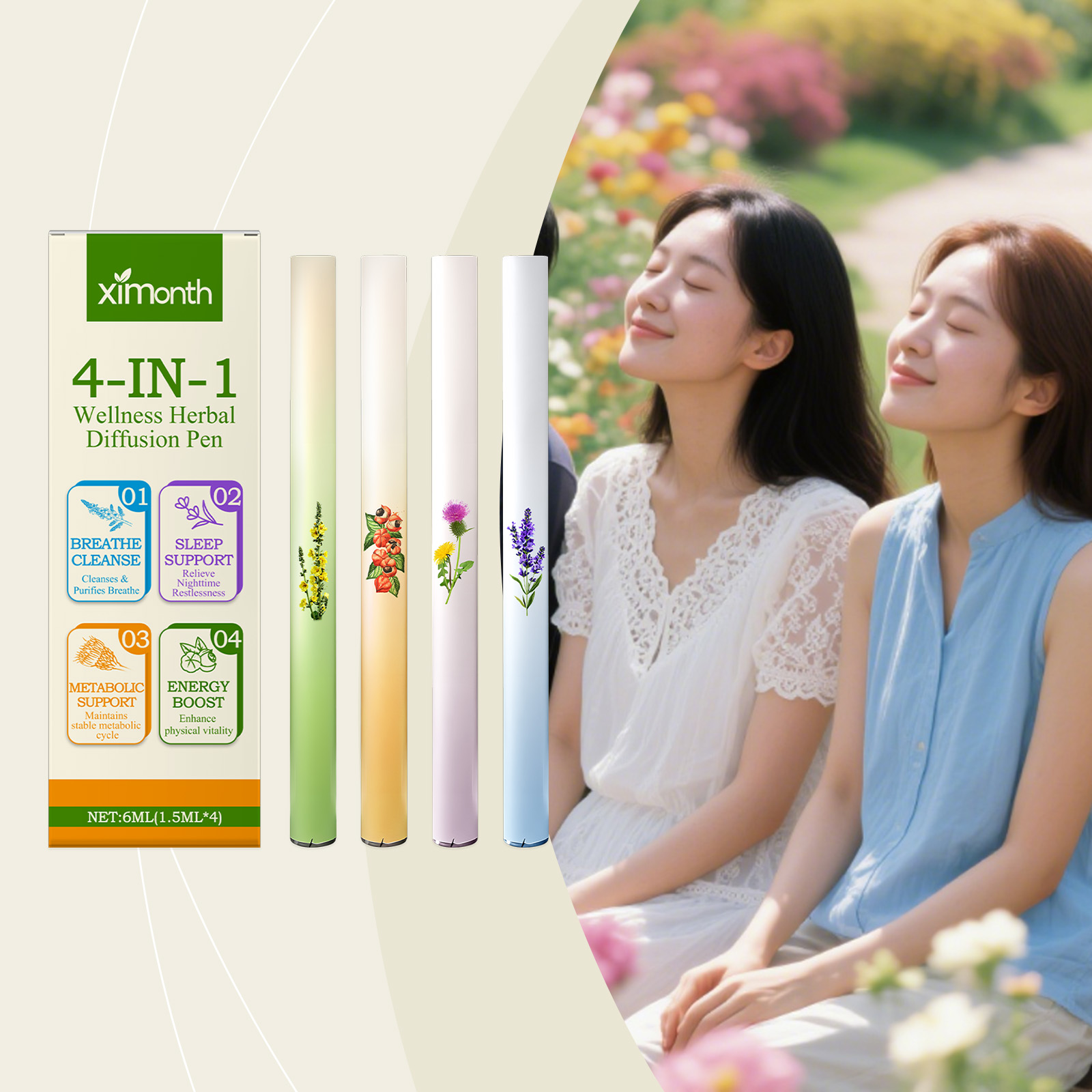 Herbal Wellness For You - 4 in 1 ハーブエナジーコンボスティック 自然な健康サポート 集中力