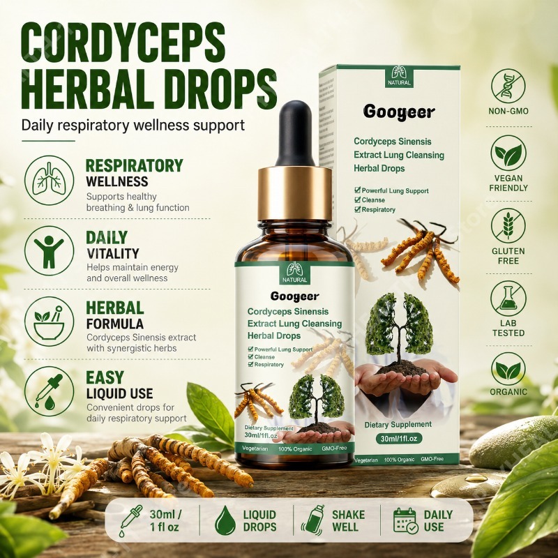 Herbal Wellness Water - 冬虫夏草エキスハーブドロップス植物由来ウェルネスサプリメント液体きのこエキス毎日の栄養補助30ml