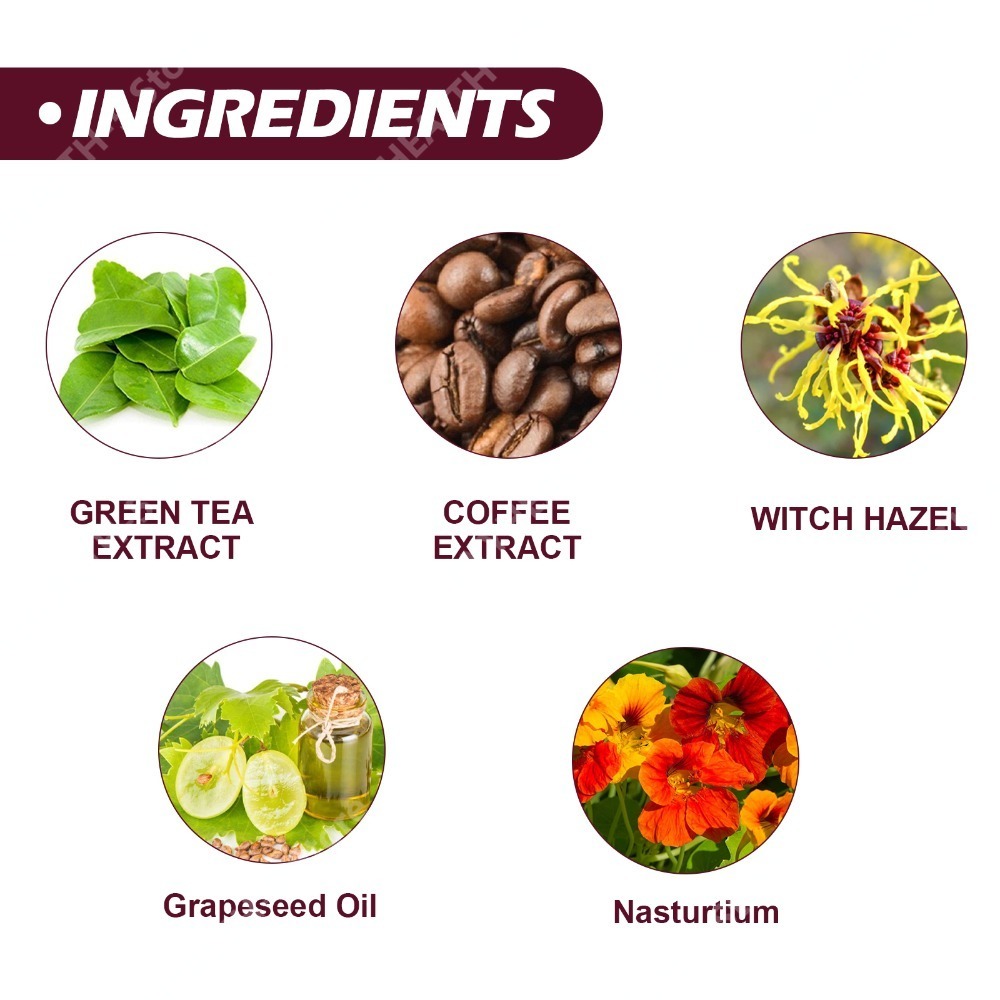 緑茶エキス、コーヒー抽出物、グレープシードオイル、ナスタゥル - Green Herbal Wellness のレビューと価格