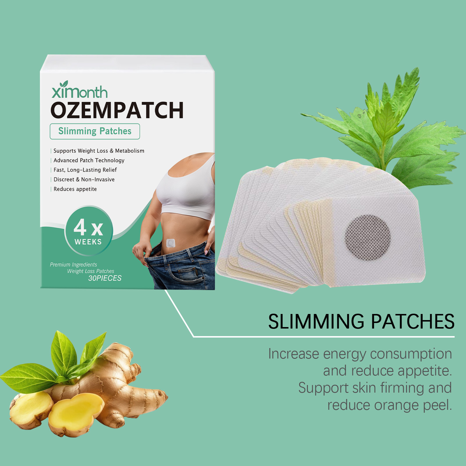Ximonthボディシェーピングパッチ、体型改善、ハーブ配合 - Herbal Wellness For You のレビューと価格